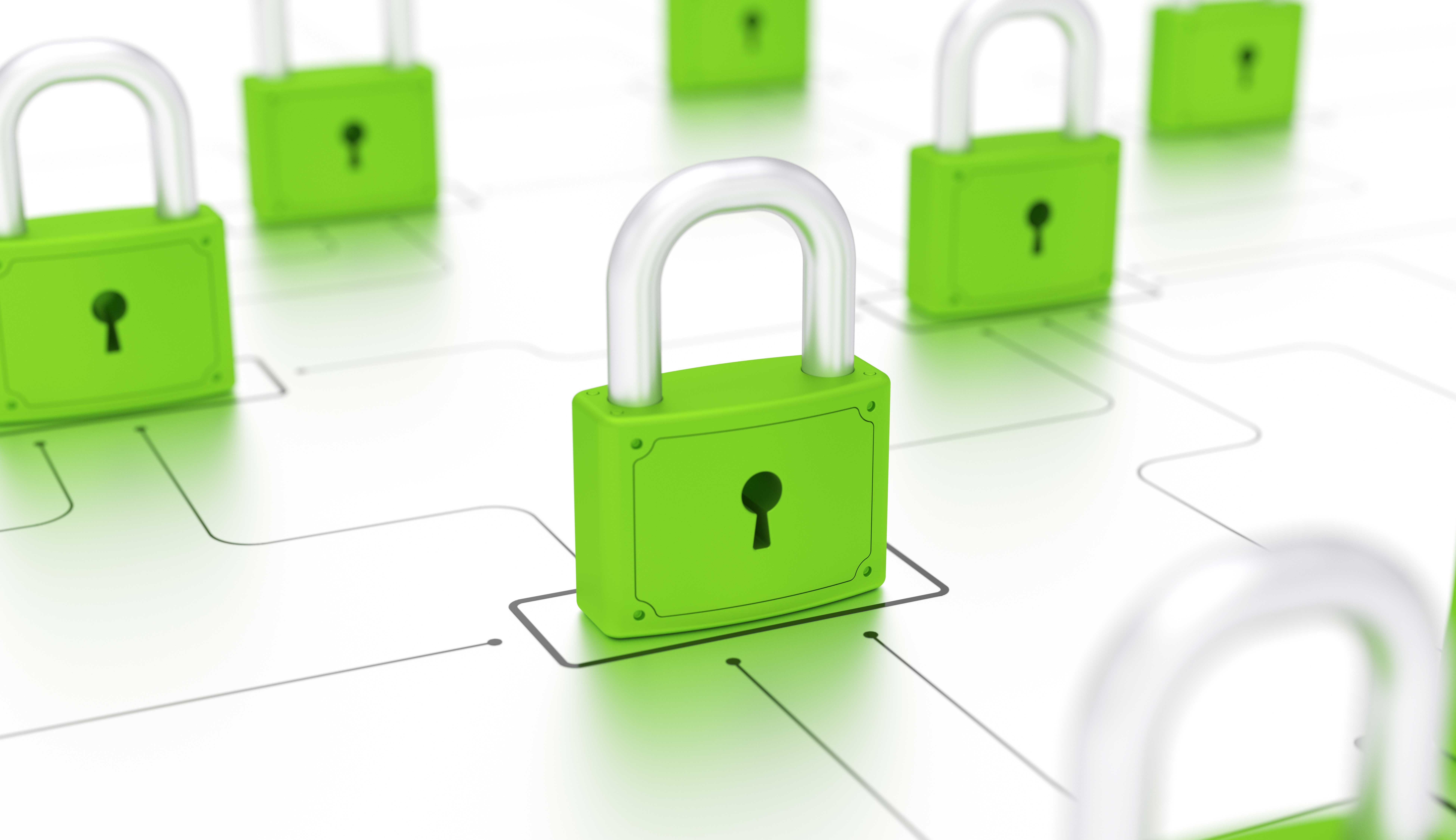 Grüne Vorhängeschlösser